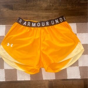 Under Armour Women's Orange and Yellow Athletic Shorts